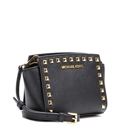 michael kors selma studded leather mini|selma mini crossgrain leather bag.